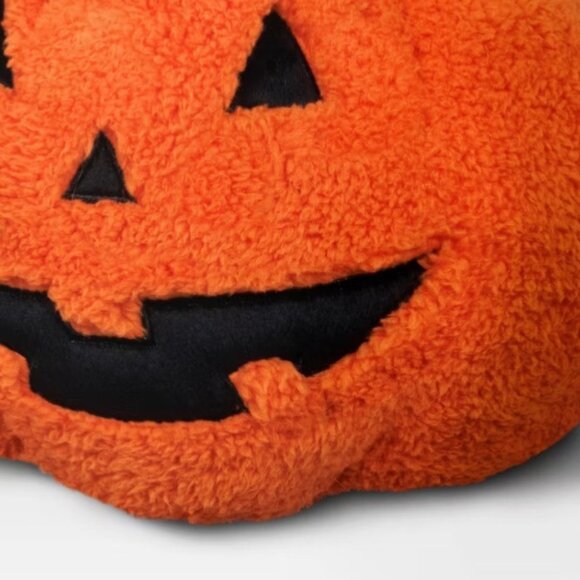 Shearling Pumpkin Halloween Throw Pillow Orange - Hyde & Eek Target 2024 - Picture 4 of 6